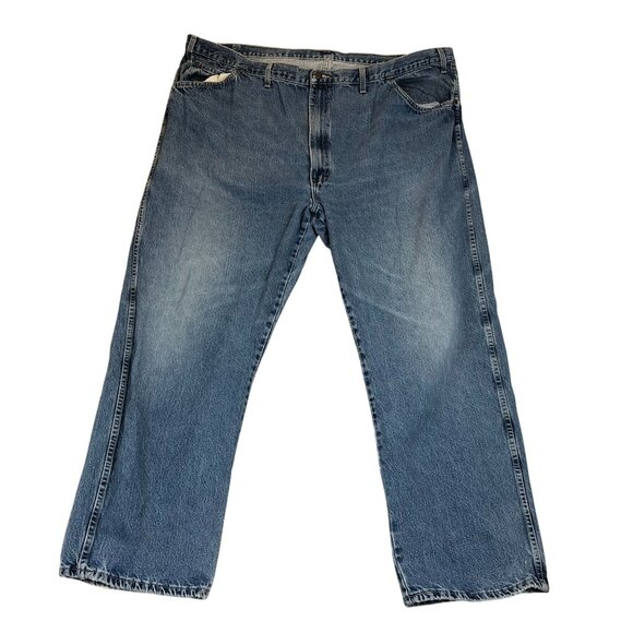 Dickies Mens Straight Jeans Size 50x32 Blue Denim Medium Wash Blue Frayed Hem - Picture 1 of 13